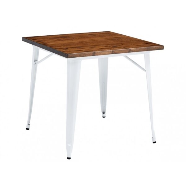 Mesa TOLI EK WOOD, acero, madera, negra, 80x80 cms
