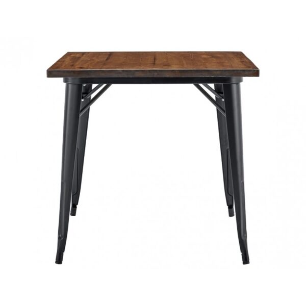 Mesa TOLI EK WOOD, acero, madera, negra, 80x80 cms