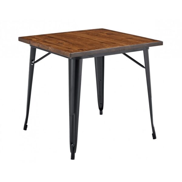 Mesa TOLI EK WOOD, acero, madera, negra, 80x80 cms