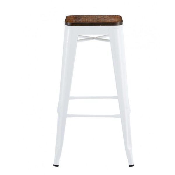 Juego de 5 taburetes TOLI  EK WOOD, acero, blanco, asiento madera