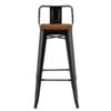 Juego de 5 taburetes TOLI R1 EK WOOD, acero, negro, asiento madera
