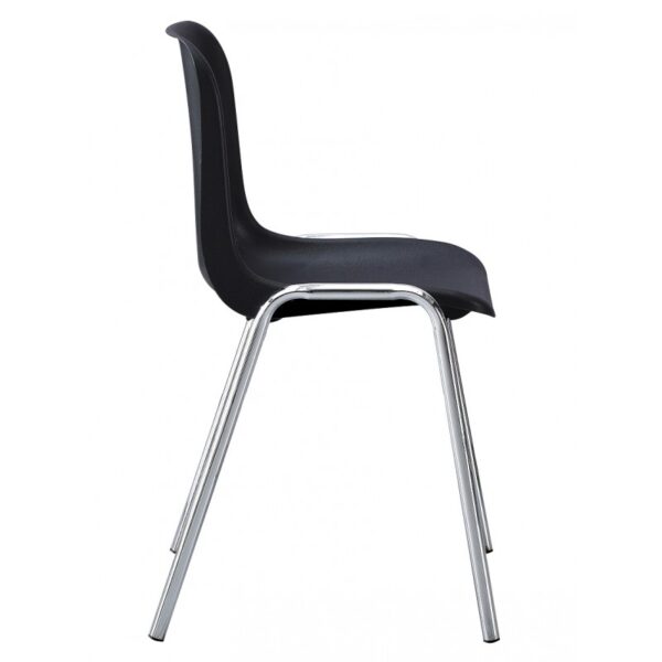 Silla CARSAS, apilable, cromada, polipropileno negro