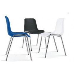 Silla CARSAS, apilable, cromada, polipropileno negro