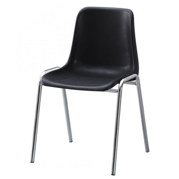 Silla CARSAS, apilable, cromada, polipropileno negro