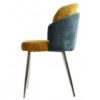 Silla Dires, cromada, tapizada chenilla azul y amarillo