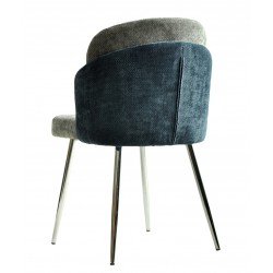 Silla Dires, cromada, tapizada chenilla azul y amarillo