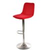 Taburete YUTE, regulable, metal cromado, tapizado velvet rojo