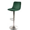 Taburete YUTE, regulable, metal cromado, tapizado velvet verde