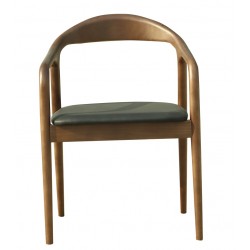 Sillón CANES, madera de haya, nogal, similpiel negro