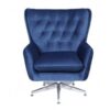 Sillón BÉU, giratorio, regulable, tapizado azul acabado capitone