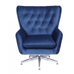 Sillón BÉU, giratorio, regulable, tapizado azul acabado capitone
