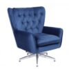 Sillón BÉU, giratorio, regulable, tapizado azul acabado capitone