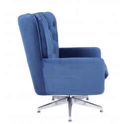 Sillón BÉU, giratorio, regulable, tapizado azul acabado capitone