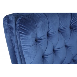 Sillón BÉU, giratorio, regulable, tapizado azul acabado capitone