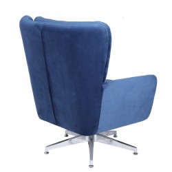 Sillón BÉU, giratorio, regulable, tapizado azul acabado capitone