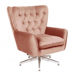 Sillón BÉU, giratorio, regulable, tapizado azul acabado capitone