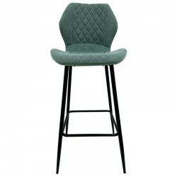 Taburete DIN, metal, tapizado tejido linen verde