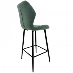 Taburete DIN, metal, tapizado tejido linen verde