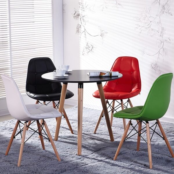 Silla ISA, madera, similpiel negra juego de 4 unidades