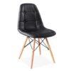 Silla ISA, madera, similpiel negra juego de 4 unidades