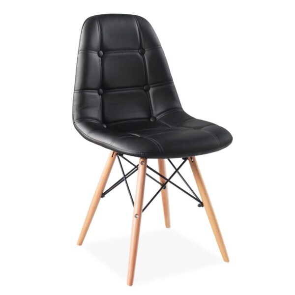 Silla ISA, madera, similpiel negra juego de 4 unidades