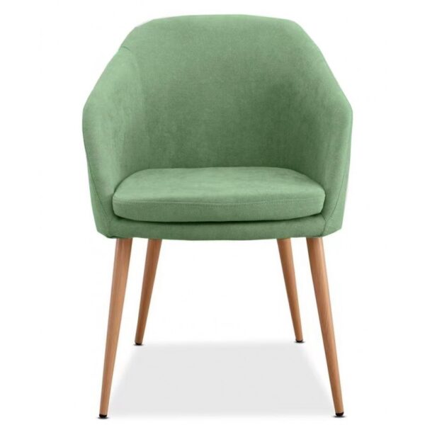 Sillón LARTE, metal, tapizado tejido linen verde claro