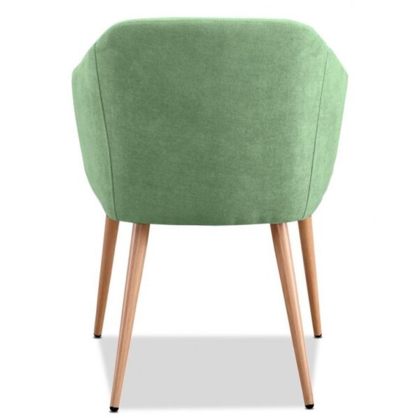 Sillón LARTE, metal, tapizado tejido linen verde claro