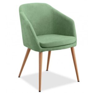 Sillón LARTE, metal, tapizado tejido linen verde claro