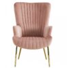 Sillón VILLE, patas doradas, tapizado velvet turquesa