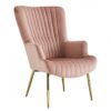 Sillón VILLE, patas doradas, tapizado velvet turquesa