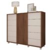 Cómoda ASUS, MDP habana y blanco roto, 136 x 45 x 117,5 cms