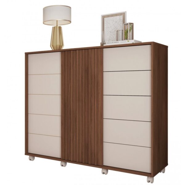 Cómoda ASUS, MDP habana y blanco roto, 136 x 45 x 117,5 cms