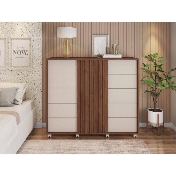 Cómoda ASUS, MDP habana y blanco roto, 136 x 45 x 117,5 cms