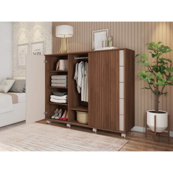 Cómoda ASUS, MDP habana y blanco roto, 136 x 45 x 117,5 cms