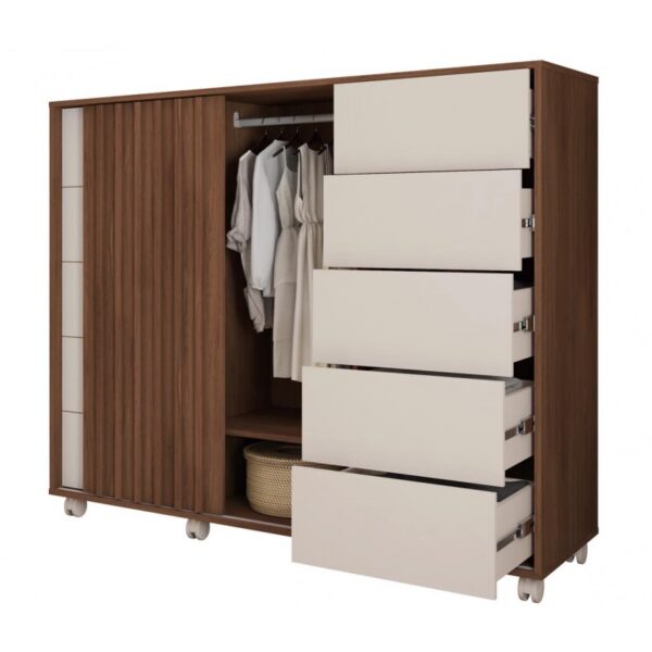Cómoda ASUS, MDP habana y blanco roto, 136 x 45 x 117,5 cms