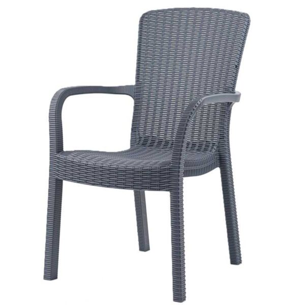 Sillón ARUBA, apilable, polipropileno gris juego de 4 unidades