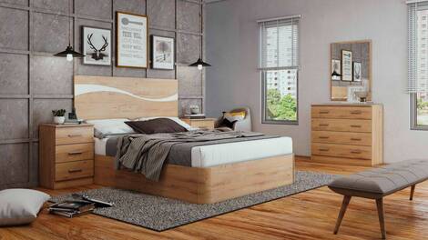 Cabecero DUNA (200x47x1,6 cm.) ROBLE/BLANCO.