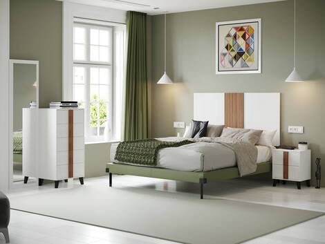 Cabecero Ibiza de ( 160x80x3cm) en BLANCO- DETALLE ALISTONADO ROBLE.