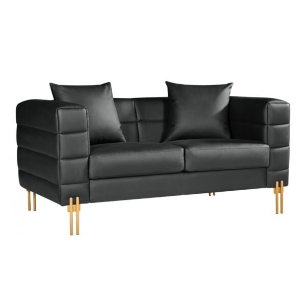 Sofá LARIOS, 2 plazas, tapizado similpiel negra