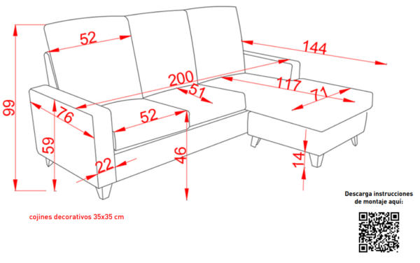 Chaise longue reversible mod. DUQUE