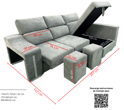 Chaise longue con arcón mod. LUCAS