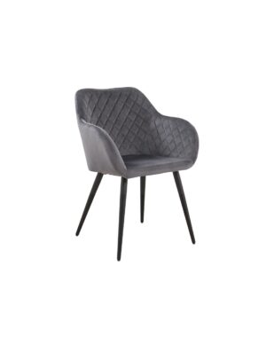 Sillón ROLANDO, metal, tapizado velvet 21 gris oscuro